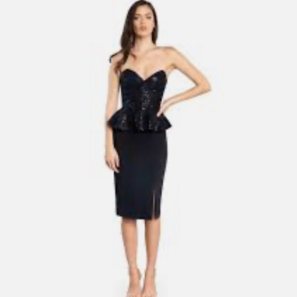 Dress the population Arabella dress strapless peplum beaded small (4) sold out